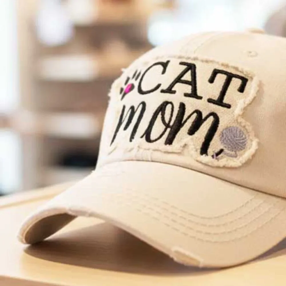 Ladies Stone Cat Mom Baseball Cap